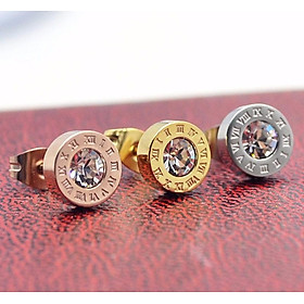 Bông Tai Nam Nữ Phong Cách Unisex Hình Tròn Đính Đá Chất Liệu Thép Titan Ko Rỉ TT 0723 - 1 Cặp
