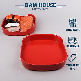 Mua Khay nhựa sushi Bam House hình vuông chất liệu Melamine 14x14x3cm cao cấp KSV01 - Khay sushi