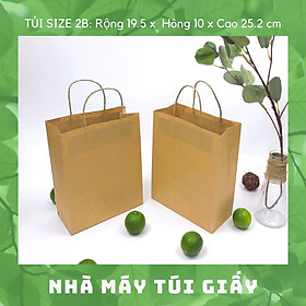 Mua 100 túi giấy nâu có quai Size 2B:19.5x10x 25.2 cm túi đựng hàng 3kg