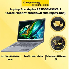 Mua Laptop Acer Aspire 5 A515 58M 56YX i5 13420H/16GB/512GB/Win11 (NX.KQ8SV.005) - Hàng Chính Hãng