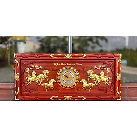 Mua Tranh đồng hồ treo tường khắc tích mã đáo thành công bằng gổ hương đỏ kt 48×108×4cm