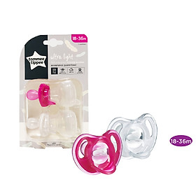 Ty ngậm silicon siêu nhẹ cho bé Tommee Tippee 18-36 tháng (vỉ 2 cái) - Hồng/Trắng