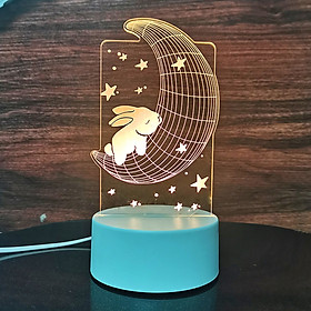 Đèn trang trí chất liệu mica arcrylic làm quà tặng, đèn decor để bàn có LED 3 màu điều chỉnh bằng nút cảm ứng với nhiều kiểu dáng
