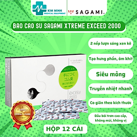 Bao cao su Sagami Exceed 2000 Nhật Bản siêu mỏng, ôm khít, nhiều gel bôi trơn hộp 12 chiếc