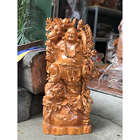 Tượng phật di lặc ngũ phúc bằng gỗ hương đá kt cao 80×35×18cm
