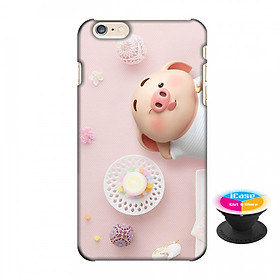 Ốp lưng nhựa dẻo dành cho iPhone 6 Plus in hình Heo Con Dễ Thương - Tặng Popsocket in logo iCase - Hàng Chính Hãng