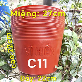 300 Chậu Nhựa Đỏ C11 Miệng,cao,đáy 27x22x22cm trồng cây ăn trái và hoa siêu bền-77702