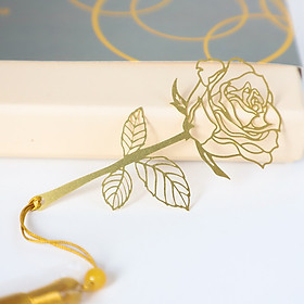 Bookmark Hoa Sen, Hoa Hồng và Cỏ 4 lá đánh dấu trang sách Mạ vàng cao cấp quà tặng ý nghĩa quà tặng dễ thương