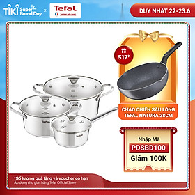 Bộ nồi inox Tefal Simpleo B907S644 3 món (2 nồi 1 quánh) - Thiết kế từ Pháp với inox 304 cao cấp - Hàng chính hãng