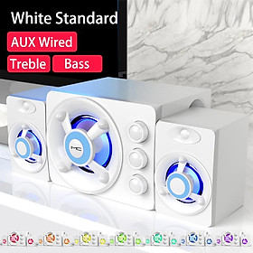 Loa âm thanh nổi Hifi 3D LED đầy màu sắc LIGHT BASS BASS AUX USB WIRED WIRELESS AUDIO AUDIO Nhà hát Nhà Color: White Wired Standard