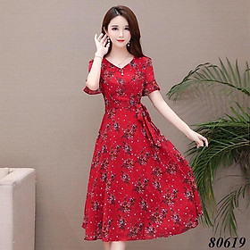 Đầm voan chiffon hoa nhí cực đẹp - mẫu mới nhất 2020/Có size XXL - ĐỎ,XL | KM FASHION | Tiki