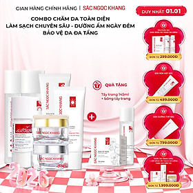 [COMBO 7 món] Chăm sóc da toàn diện dưỡng da cơ bản + kem dưỡng da ban ngày (30ml) + ban đêm (30g) + Serum dưỡng trắng diệu kì 30ml