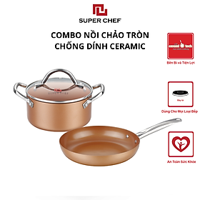 Combo Nồi Chảo Chống Dính Super Chef Đáy Từ Cao Cấp, An Toàn, Bền Bỉ Size NCS24