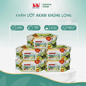 Khăn ướt Akari khủng long vải không dệt rayon cao cấp 130 miếng 13.5x20cm không paraben dành cho bé