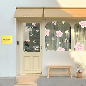 Mua Hình dán hoa aesthetic trang trí gương cửa hàng cute 4