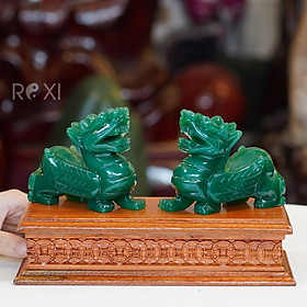 Cặp Tỳ hưu thạch anh xanh 10cm