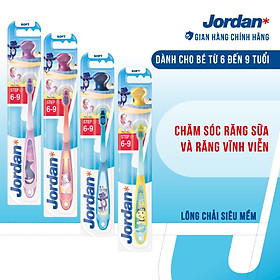 Combo 4 Bàn chải đánh răng Jordan Step 36-9 tuổi, Lông mềm