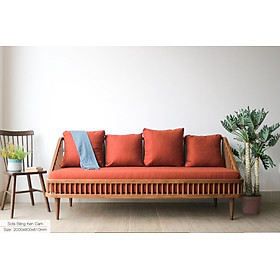 Sofa băng gỗ nệm Tundo Model 2024 Dài 2m x 80 x 81 cm bao gồm 4 gối tựa vuông