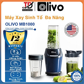 Máy Xay Sinh Tố OLIVO MB1000, Công Suất 1000W, 3 Cốc Đa Năng, Xay Đá, Sinh Tố, Đồ Khô, Hàng Chính Hãng