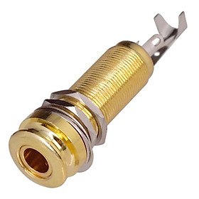 Durable Threaded Cylinder Output Strap End Pin Jack Socket for Electric Guitar Bass Golden