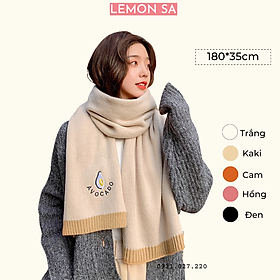 Khăn len quàng cổ nam nữ Khăn choàng mùa thu đông họa tiết trái bơ xinh xắn size 35*180cm- Mã LE06