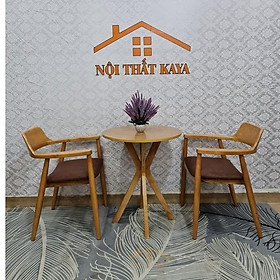 Mua Bộ bàn tròn 60cm chân chụm 2 ghế Hirosima hất liệu HDF lõi xanh chống ẩm chống trầy nhập khẩu Malaysia vàng gỗ tự nhiên