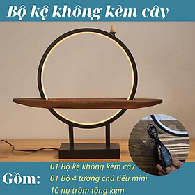 Mua Đèn Led hào quang kết hợp kệ gỗ đặt tượng  thác khói trầm hương đèn Led