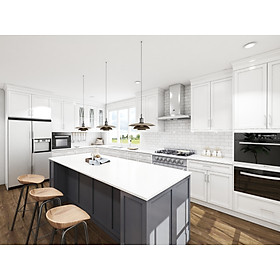 Mua QUẦY ĐẢO GỖ AN CƯỜNG PHỦ MELAMINE CHỐNG TRẦY KẾT HỢP MẶT TỦ ĐÁ THẠCH ANH VICOSTONE