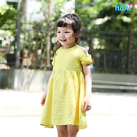 Váy bé gái_đầm cộc tay hở vai chính hãng HAKI, váy mùa hè cho bé, đầm trẻ em, váy thiết kế cho bé 10-27kg HK521