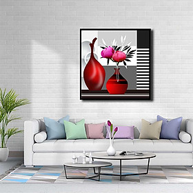 Tranh đơn canvas treo tường Decor Bình hoa cách điệu, phong cách hiện đại – DC151