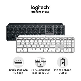 Bàn phím không dây Logitech MX Keys S - Low Profile yên tĩnh, Đèn nền, Bluetooth, Sạc USB-C - Hàng chính hãng