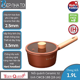 Mua Nồi quánh Ceramic từ tính Tiger Queen CWCB-18B - Màu nâu chocolate  18cm - 1.9L  - Chính hãng