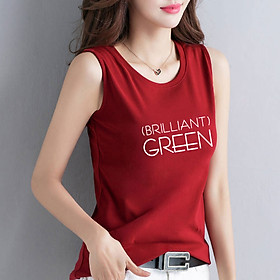 Áo Thun 3Lỗ Nữ In Chữ GREEN Vải Cotton Co Giãn 4 Chiều Mặc Đẹp Thoải Mái Tôn Dáng Phong Cách Hàn Quốc SN122 Sally Boutique