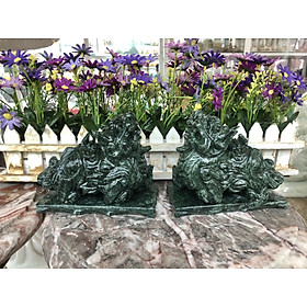 Mua Cặp Tỳ Hưu phong thủy đá ngọc Ấn Độ có đế - Dài 15 cm