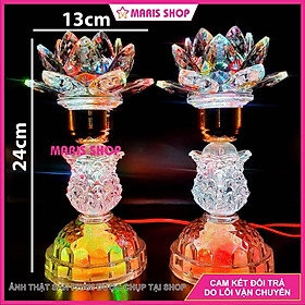 Mua Bộ 2 đèn thờ hoa sen cao 24cm để bàn thờ phật  ông bà  gia tiên  đèn bàn thờ đẹp  MRHT11 