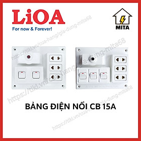Bảng điện nổi LiOA CB 15A có 3 ổ cắm 2 - 3 công tắc