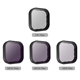 TELESIN 4 in 1 Action Camera Lens Filter Set with CPL ND8 ND16 ND32 Filter Accessory Replacement for GoPro Hero 9 Black