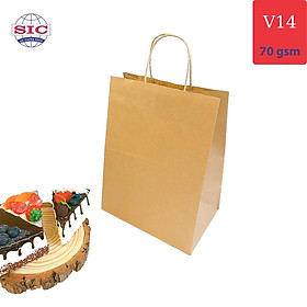 Mua 100 CHIẾC TÚI GIẤY KRAFT V14: 21.5x15x30 cm CÓ QUAI ( ẢNH THẬT)