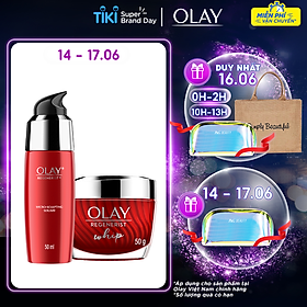 Bộ 2 sản phẩm chống lão hóa hoàn hảo Olay Regenerist Advance Anti Aging: 1 Kem dưỡng ẩm Whips 50g + 1 Serum