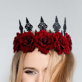 Flower Headband Bridal Headpiece Women Garland Headband Cosplay Costume Rose Flower Crown Headdress Hair Wreath Hair Accessories