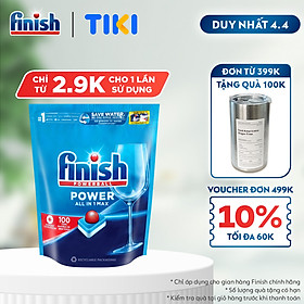 Viên Rửa Chén Bát Hương Chanh Finish Powerball Power All In 1 Max - Túi 100 viên siêu tiết kiệm