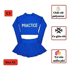 Đồ bơi tay dài nữ - cho bé gái kín đáo từ 40-50kg - chân váy cạp cao - Kiên Lửa