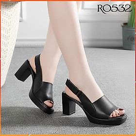 Giày sandal nữ cao gót 7 phân hàng hiệu rosata hai màu đen trắng ro532