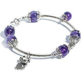 Vòng tay thạch anh tím 10mm Mix charm bạc Thái cao cấp BRAME10M01- VietGemstones