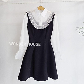 Đầm thiết kế WONDERHOUSE cổ sơ mi bèo tay dài công sở, dạo phố dáng A chất liệu tuyết mưa dày dăn nữ tính - Mina Dress