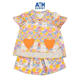 Bộ quần áo ngắn bé gái họa tiết Thỏ Tim Cam cotton - AICDBGBVYFNO - AIN Closet