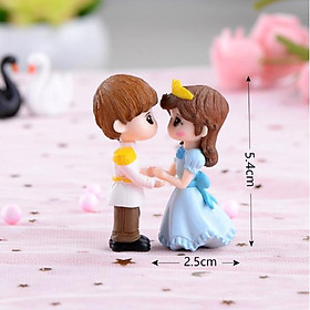 Combo mô hình hoàng tử và công chúa trang trí bánh, tiểu cảnh, nhà búp bê, móc chìa khóa, DIY