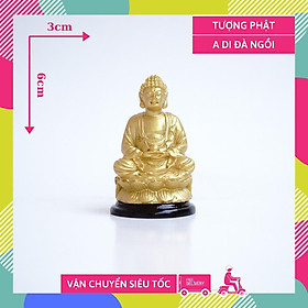 Hình ảnh Tượng Phật A Di Đà ngồi nhũ vàng đặt xe, bàn thờ - Cao 6cm