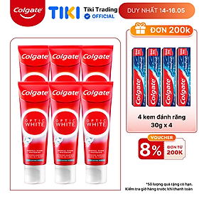 Bộ 6 Kem Đánh Răng Colgate trắng răng Optic White Exfoliating Mineral từ khoáng trắng cho răng sáng bóng 100g/tuýp