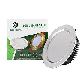 Đèn âm trần mới 8W viền bạc 3 màu a s - GSATN B